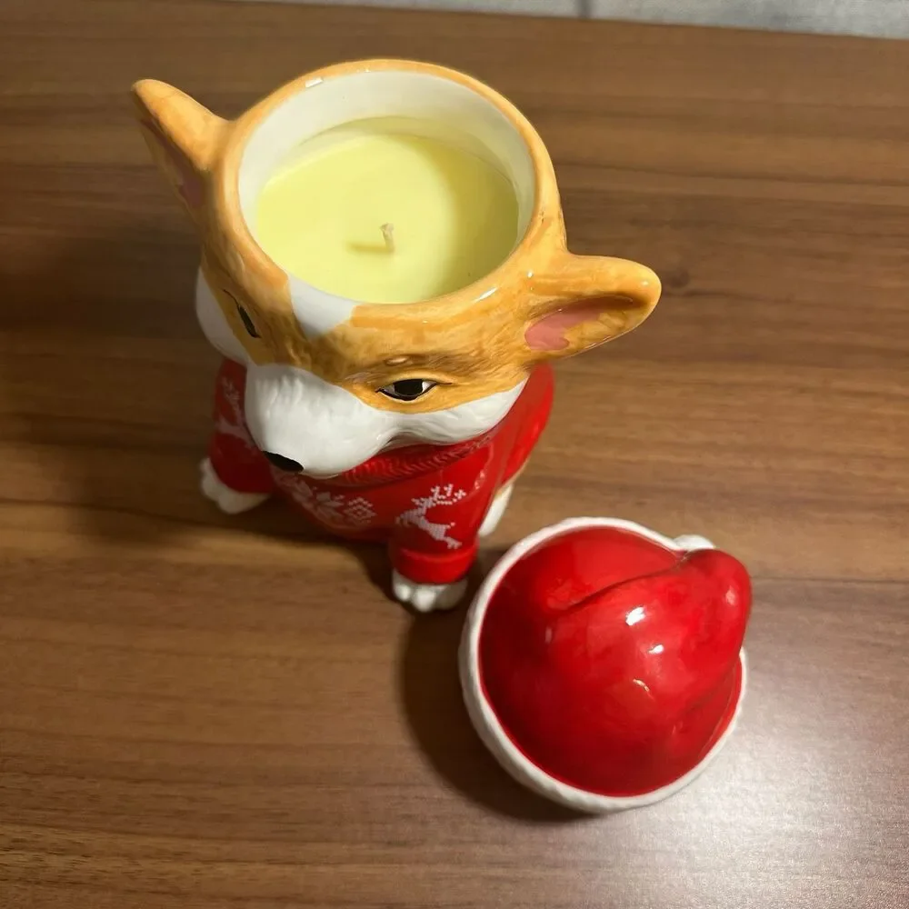Holiday Sweater Corgi Candle Set